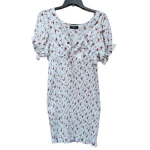 Rebdolls Plus Bodycon Smocked Dress Sweetheart Neckline Ditsy Floral Cottagecore